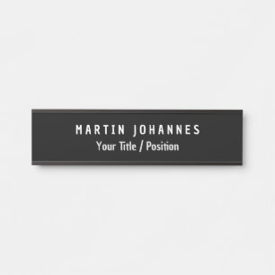 Placa De Porta Preto e Branco Elegante Mínimo Moderno