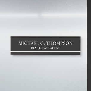 Placa De Porta Preto e branco elegante profissional