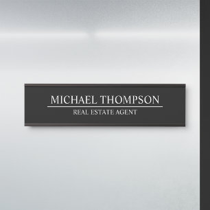 Placa De Porta Preto e branco elegante profissional