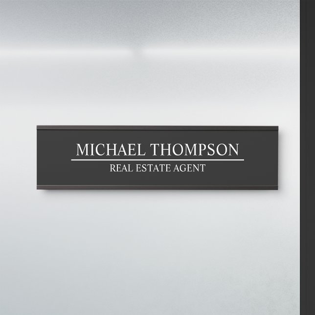 Placa De Porta Preto e Branco Elegante profissional (Criador carregado)
