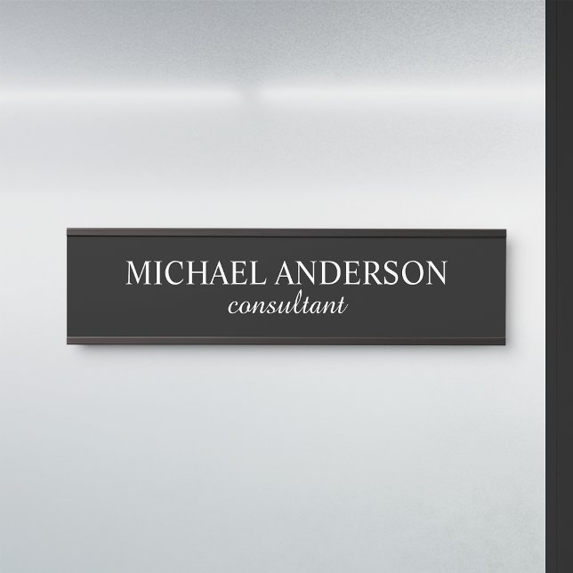 Placa De Porta Preto e Branco Elegante profissional (Criador carregado)