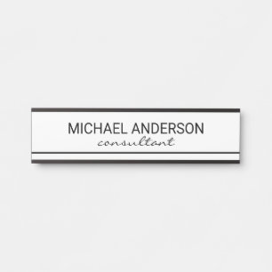 Placa De Porta Preto e Branco Elegante profissional