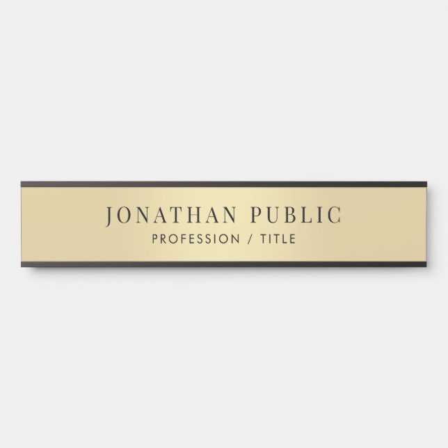 Placa De Porta Preto e Dourado Elegante do Office School (Frente)