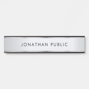 Placa De Porta Preto e Prata Modelo Moderno Elegante Personalizad