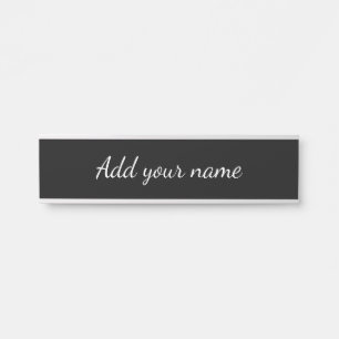 Placa De Porta Preto sólido adicionar nome mensagem de texto aqui