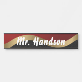 Placa De Porta Preto Vermelho e Dourado