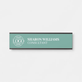 Placa De Porta Professional Custom Business Logo Job Title Teal