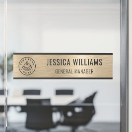 Placa De Porta Professional Elegant Black Faux Brushed Gold