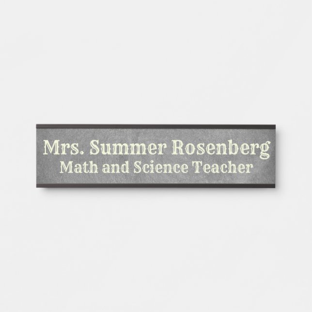 Placa De Porta Professor Chalkboard Classroom Sign Name Placa (Frente)