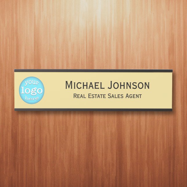 Placa De Porta Profissional de escritório Adicionar Nome do Logot (Professional Business Office Add Logo Name Title Door Sign)