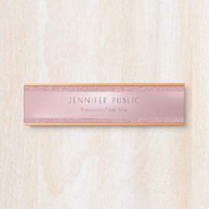 Placa De Porta Profissional elegante moderno do brilho Dourado