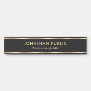Placa De Porta Profissional Elegante Preto Dourado Escritório Cas