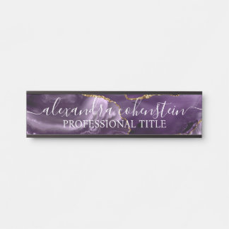 Placa De Porta Purple Marble Agate Office Door Sign