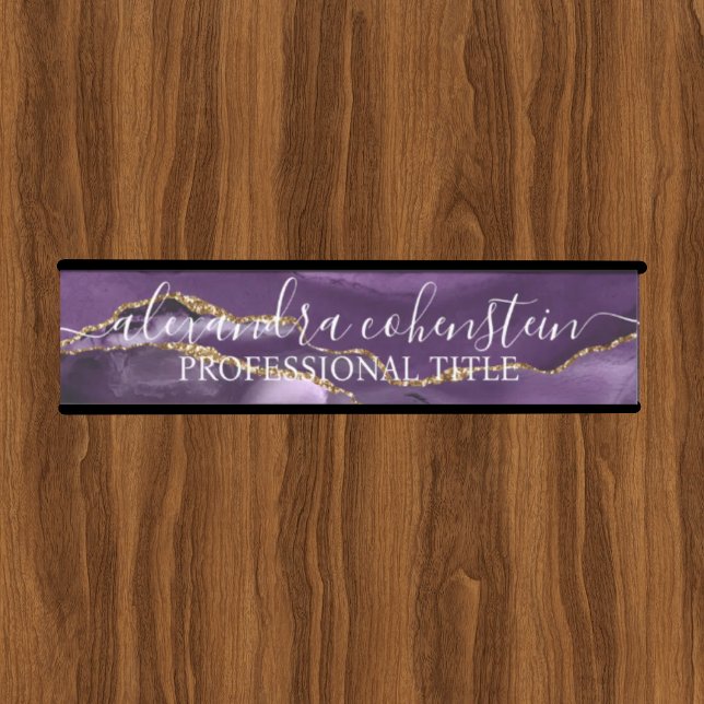 Placa De Porta Purple Marble Agate Office Door Sign (Criador carregado)