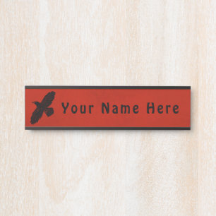 Placa De Porta Raven Em Vermelho