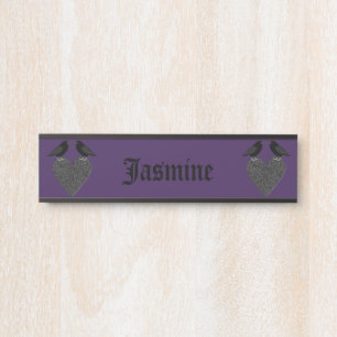 Placa De Porta Ravens Góticos e Personalizados do Coração Negr