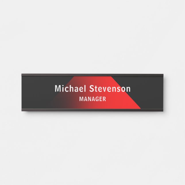 Placa De Porta Red Black Personalizar Nome e Título Profissão (Frente)