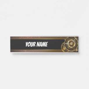 Placa De Porta Relógio a vapor com engrenagens antigas