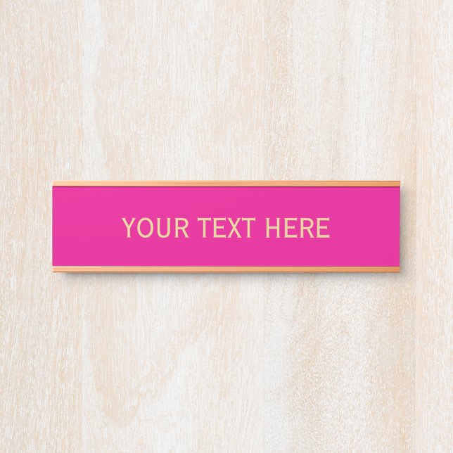 Placa de Porta Rosa e Dourada Personalizada | Nome (Frente)