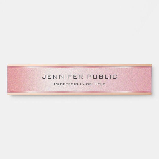 Placa De Porta Rosa simples e elegante personalizado, de Modelo s (Frente)