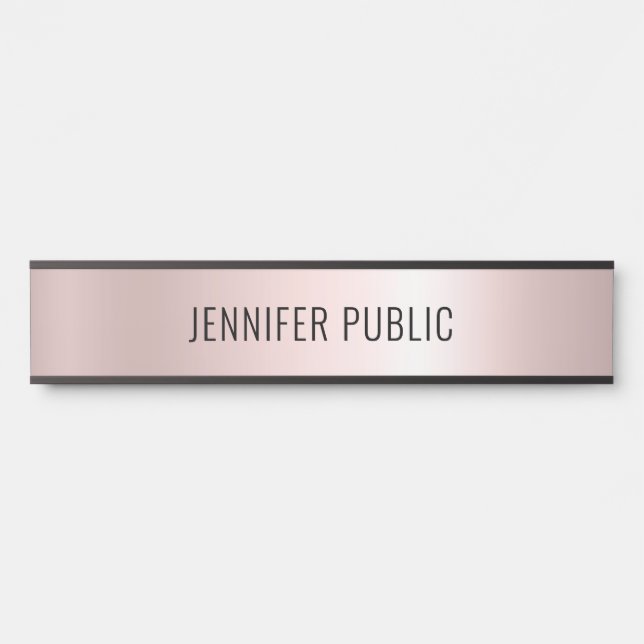 Placa De Porta Rose Gold Modern Simple Template Home Long (Frente)
