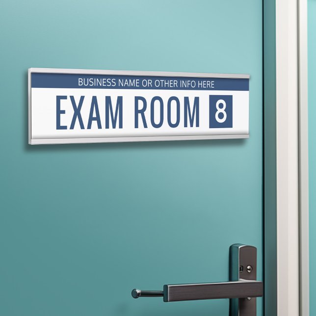 Placa De Porta Sala de exames brancos do marinho para o escritóri (Exam Room Sign - Customize your text and colors)