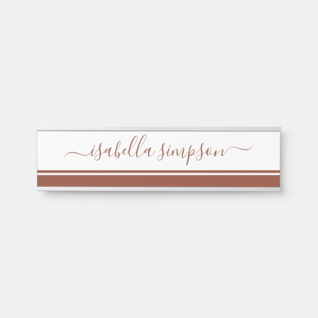 Placa De Porta Script Moderno Terracotta (Frente)