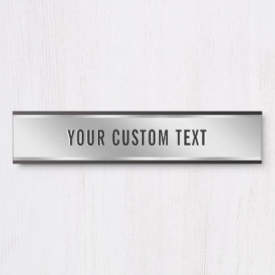 Placa De Porta Seu Texto Personalizado Modelo Prata Crie o Seu Pr