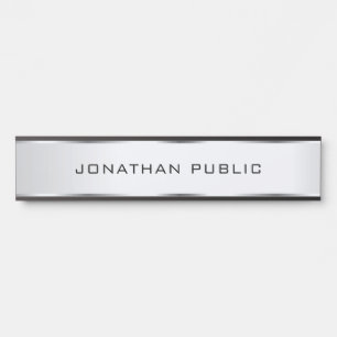 Placa De Porta Silver Modelo minimalista personalizável