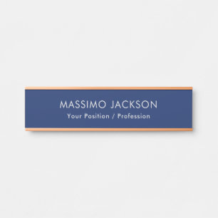Placa De Porta Simples Minimalista Elegante Moderno Azul