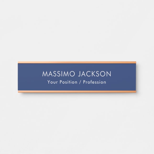 Placa De Porta Simples Minimalista Elegante Moderno Azul (Frente)