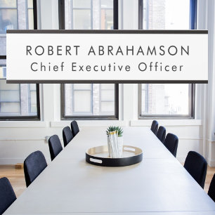 Placa De Porta Sinais de porta de escritório preto e branco