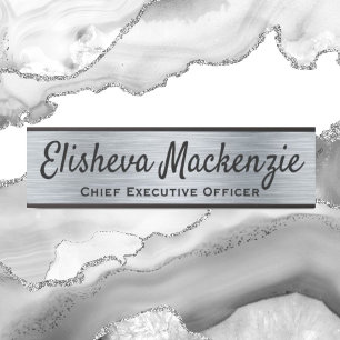 Placa De Porta Sinais de porta do escritório Faux Silver Sinal d