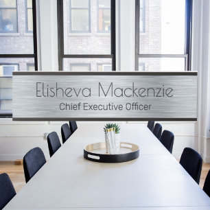 Placa De Porta Sinais de porta do escritório Faux Silver Sinal de