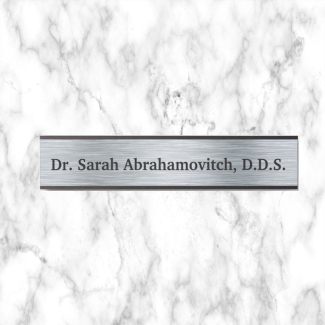 Placa De Porta Sinal de Dentista de Dentária Silver (Criador carregado)