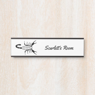 Placa De Porta Sinal de Estrela do Scorpio Preto Personalizado