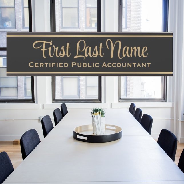 Placa De Porta Sinal de Porta do Office Simples Preto e Dourado (Criador carregado)