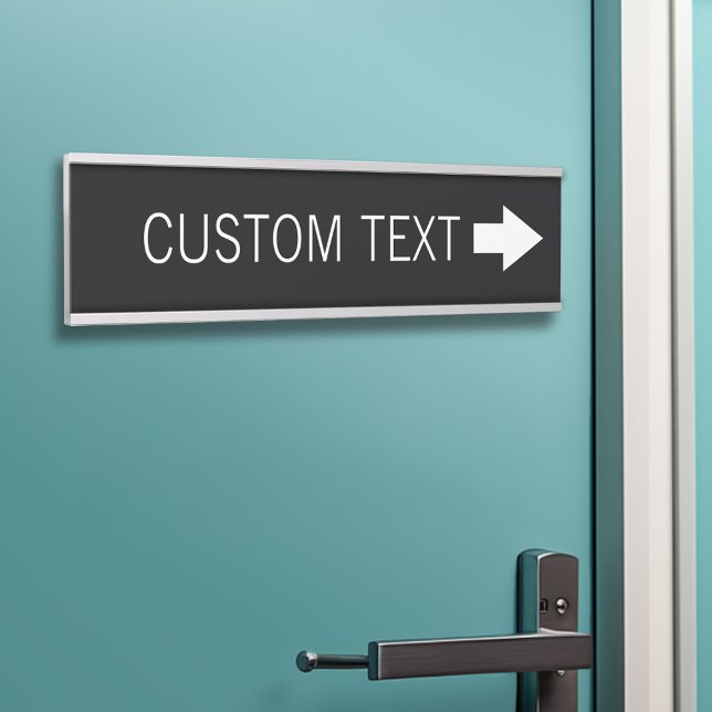 Placa De Porta Sinal de Seta com Texto Personalizado - DIREITO (Arrow Directional Sign with Custom Text)