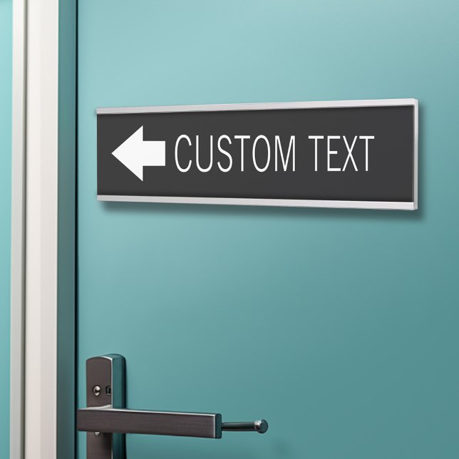 Placa De Porta Sinal de Seta com Texto Personalizado - ESQUERDA (Arrow Directional Sign with Custom Text)
