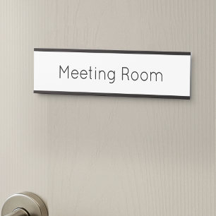 Placa De Porta Sinalética de Sala de Escritório Preto e Branco Si