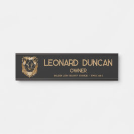 Placa De Porta Slogan do logotipo comercial Lion Dourado Luxe Bla