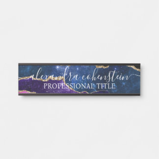 Placa De Porta Stardust Blue Purple Marble Agate Office Door Sign