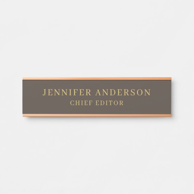 Placa De Porta Taupe Brown e Dourado Color Professional Modern Pl (Frente)