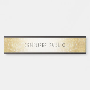 Placa De Porta Tendência Dourada Glitter Simples Elegante Modelo 