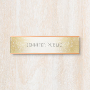 Placa De Porta Tendência Dourada Glitter Simples Moderno Elegante