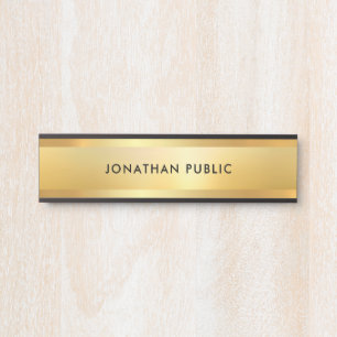 Placa De Porta Tendy Faux Dourado Modelo moderno sofisticado