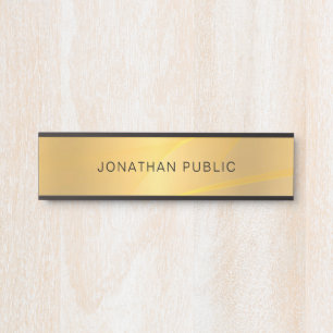 Placa De Porta Tendy Glamor Dourado Minimalista Modelo Elegante
