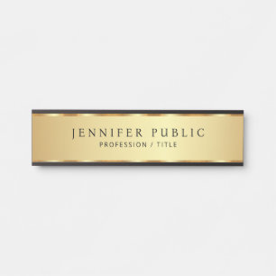 Placa De Porta Texto Personalizado Profissional Preto E Dourado