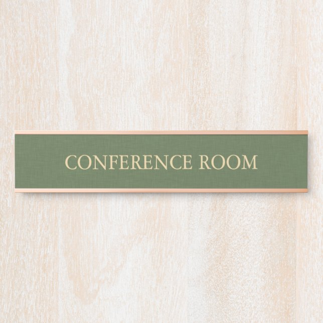 Placa De Porta Textura de Linho Verde Floresta Imitação (Frente)