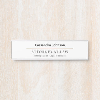 Placa De Porta Tipo Clássico Faux Dourado Line Law Legal Lawyer N